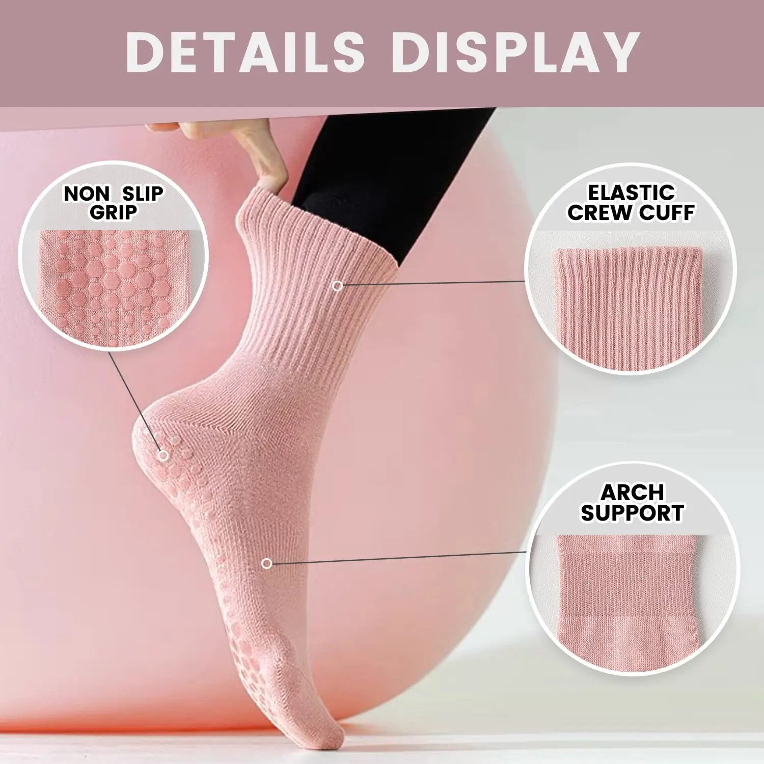 4 pairs of women's yoga socks, - đánh giá và giá Yoga Pilates Yoga